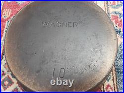 Vtg Wagner #10 Cast Iron Skillet Antique Pan Heat Ring Arch Logo Sidney Plated