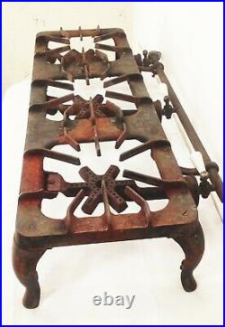 Vtg antique cast iron Griswold patt 187 3 burner gas camping stove grill