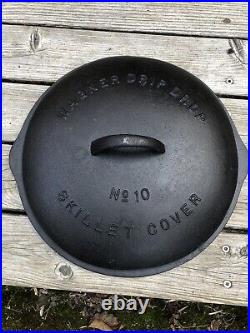 WAGNER WARE #10 Cast Iron DRIP DROP Raised Letter Skillet Cover 1070 RESTORED