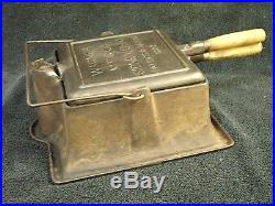 WAGNER WARE Sidney Ohio SQUARE WAFFLE MAKER Cast Iron with High Base 1892 PATENT