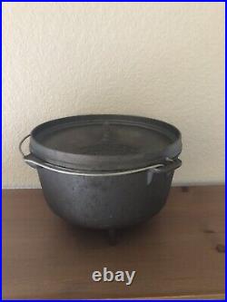 WENZEL 1887 Cast Iron Dutch Oven Roaster Camping with Lid Bail Handle 12 Diameter