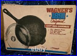 Wagner 1891 Cast Iron 10-1/4 Chicken Fryer Skillet WithIron Lid New