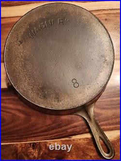 Wagner Cast Iron Skillet #8, Heat Ring, Plated, Circa 1891-1921