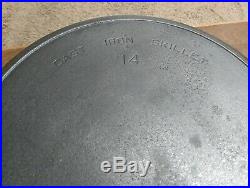 Wagner/Griswold #14 Cast Iron Skillet Cookware Clean Ready To Use or Season