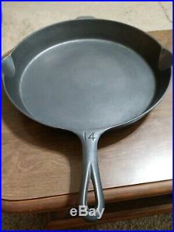 Wagner/Griswold #14 Cast Iron Skillet Cookware Clean Ready To Use or Season