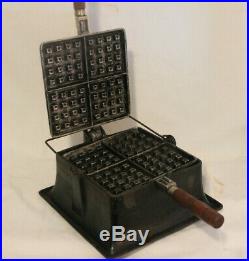 Wagner Mfg Co. Sidney Ohio Cast Iron Square Waffle Maker Iron Pat. Feb 22 1910