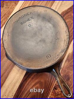 Wagner Sidney 0. Cast Iron Skillet #10, Heat Ring, Plated, Circa 1891-1914