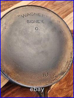 Wagner Sidney 0. Cast Iron Skillet #10, Heat Ring, Plated, Circa 1891-1914