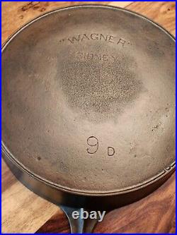 Wagner Sidney 0. Cast Iron Skillet #9, MM D, Heat Ring, Circa 1891-1914