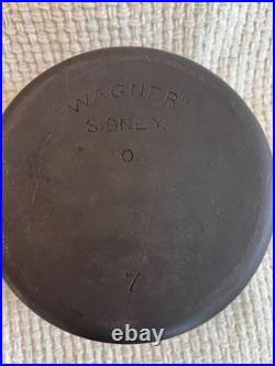 Wagner Sidney O Cast Iron Flat Bottom Kettle #7 Arc Straight Logo Restored