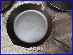 Wagner Stylized Logo 5 PC Cast Iron Skillet Set #'s 10, 8, 6, 5, & 3, restored