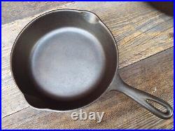 Wagner Stylized Logo 5 PC Cast Iron Skillet Set #'s 10, 8, 6, 5, & 3, restored