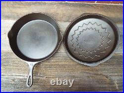 Wagner Stylized Logo Heat Ring #10 / 11-3/4 Cast Iron Skillet with Lid, restored