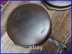 Wagner Stylized Logo Heat Ring #10 / 11-3/4 Cast Iron Skillet with Lid, restored