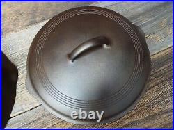 Wagner Stylized Logo Heat Ring #10 / 11-3/4 Cast Iron Skillet with Lid, restored