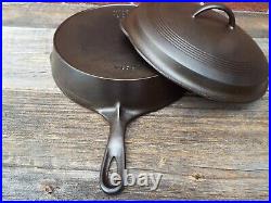 Wagner Stylized Logo Heat Ring #10 / 11-3/4 Cast Iron Skillet with Lid, restored