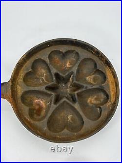 Wagner Wafer Iron 1450 Sidney O Pizzelle 3 Piece Cast Iron Pan Heart & Stars