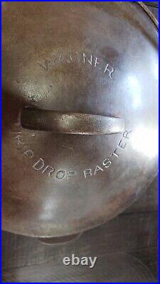 Wagner Ware #8 Cast Iron Drip Drop Baster Round Roaster Oven-patent Applied For