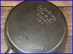 Wagner Ware Cast Iron #4 SMOOTH Bottom Skillet with Wooden Handle