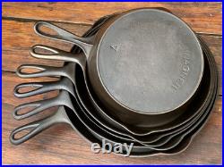 Wagner Ware Cast Iron First Series Matching Skillet Set (7-12)