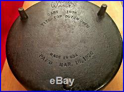 Wagner Ware Griswold 310 #10 Cast Iron Tite-Top 12 Inch Camp Dutch Oven