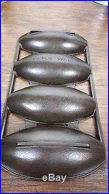 Wagner Ware Marked H Cast Iron Vienna Roll Corn Pone Bread Pan Vtg USA Cleaned