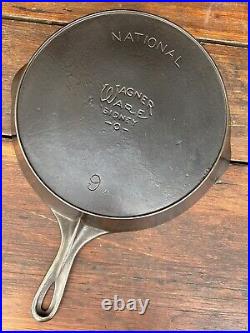 Wagner Ware National #9 Dual Logo Cast Iron Skillet