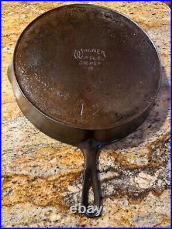 Wagner Ware No 12 Cast Iron Skillet With Heat Ring Center Logo 13 Rare