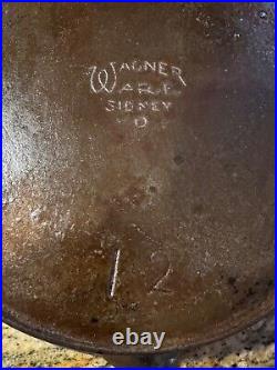 Wagner Ware No 12 Cast Iron Skillet With Heat Ring Center Logo 13 Rare