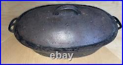 Wagner Ware O No. 4 Cast Iron Oval Roaster With Lid Dutch Oven 1920's Rare 15