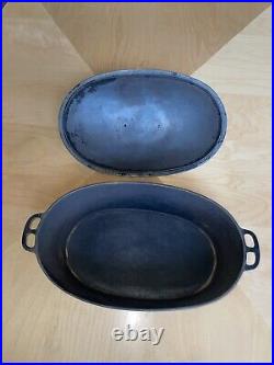 Wagner Ware O No. 4 Cast Iron Oval Roaster With Lid Dutch Oven 1920's Rare 15