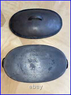 Wagner Ware O No. 4 Cast Iron Oval Roaster With Lid Dutch Oven 1920's Rare 15