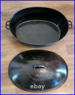 Wagner Ware Sidney #9 Drip Drop Oval Roaster 1289 A withLid Excellent Condition