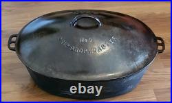 Wagner Ware Sidney #9 Drip Drop Oval Roaster 1289 A withLid Excellent Condition