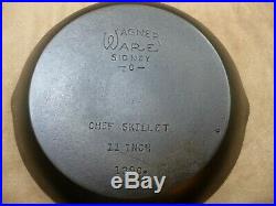 Wagner Ware Sidney -O- Chef # 11 Skillet 11 Inch 1390 Cast Iron RARE