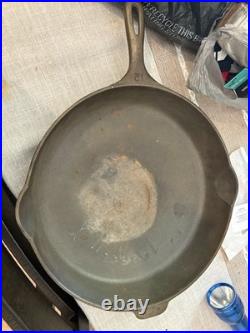Wagner Ware Vintage Unmarked 14 Cast Iron Skillet #12 B