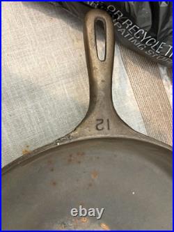 Wagner Ware Vintage Unmarked 14 Cast Iron Skillet #12 B