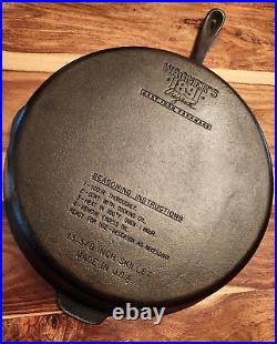 Wagner's 1891 Original #12 Skillet, 13-3/8 Inch, MIUSA, Cleaned & Seasoned