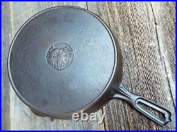 Wapak High Grade Hollow Ware #8 / 10 Indian Head Cast Iron Skillet, restored