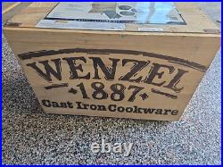 Wenzel 1887 Cast Iron Cookware Set Dutch Oven Skillet Griddle Wood Crate Trivet
