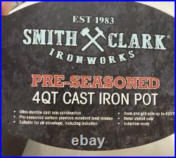 Witchy! Smith & Clark Ironworks Cast Iron Pre-Seasoned 4 Qt Pot with Lid Black