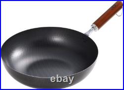 Yoshikawa Iron Frying Pan with Wooden Handle, 30cm, 4.6L, Simple Design, YJ235