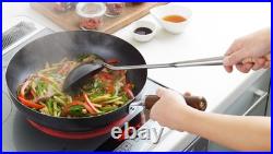 Yoshikawa Iron Frying Pan with Wooden Handle, 30cm, 4.6L, Simple Design, YJ235