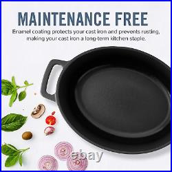Zakarian by Dash 6QT Nonstick Cast Iron Dutch Oven with Loop Handles Black